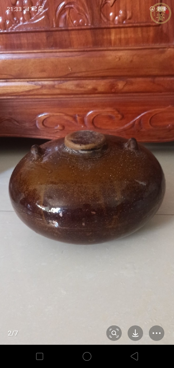 古玩陶瓷褐釉暖腳壺真品鑒賞圖