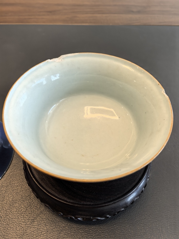 古玩陶瓷大清乾隆年製官窯本朝款乾隆霽藍釉蓋碗拍賣,當前價格3180元