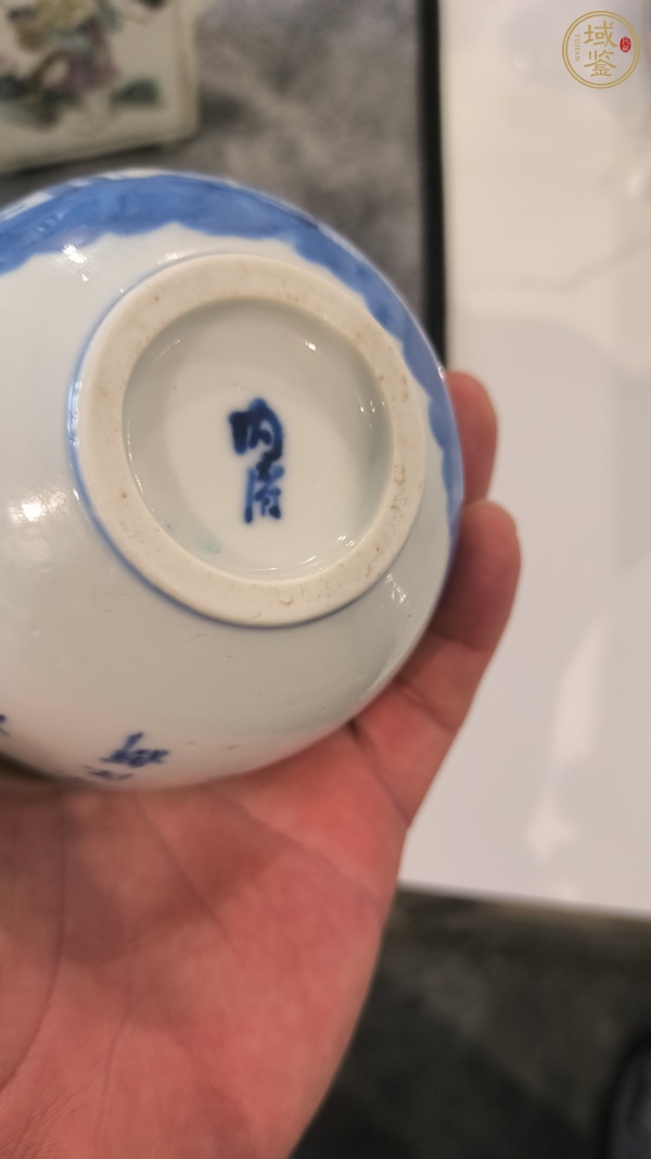 古玩陶瓷青花竹林七賢圖茶碗真品鑒賞圖