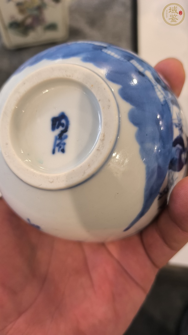 古玩陶瓷青花竹林七賢圖茶碗真品鑒賞圖