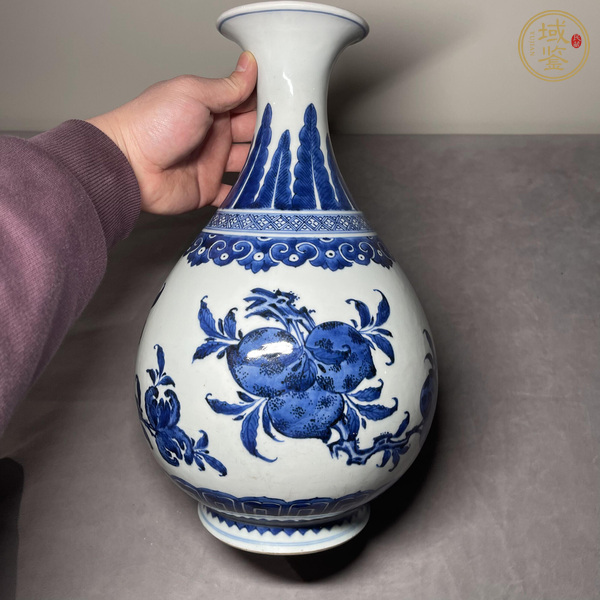 古玩陶瓷青花三多紋玉壺春瓶真品鑒賞圖