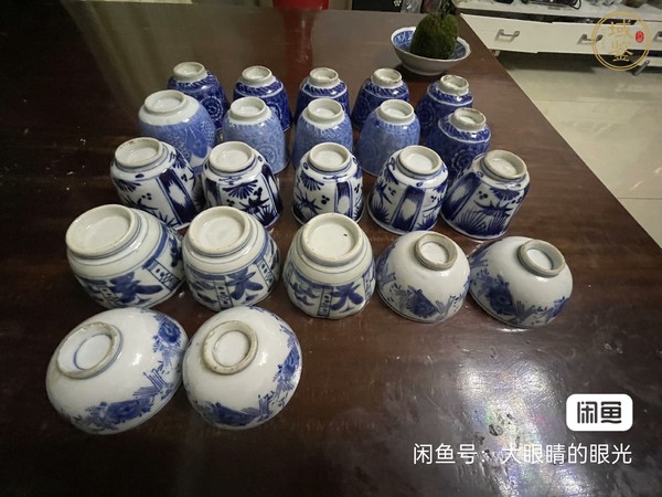 古玩陶瓷青花杯一組真品鑒賞圖