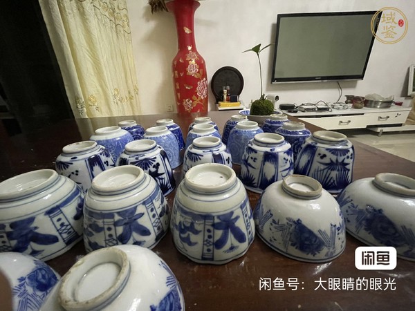 古玩陶瓷青花杯一組真品鑒賞圖