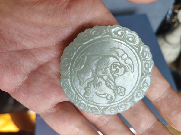 古玩玉器和田玉雕“童子祝壽”牌拍賣，當前價格1500元