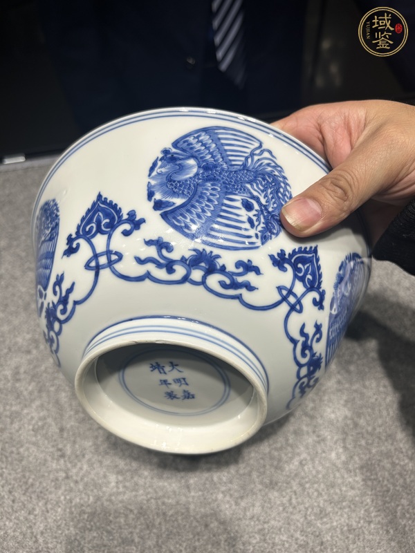 古玩陶瓷清康熙 青花團(tuán)鳳紋碗真品鑒賞圖