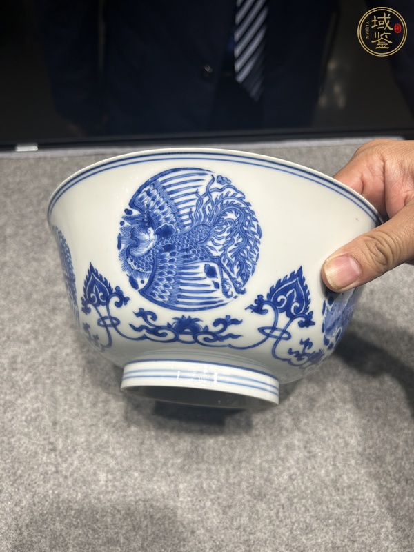 古玩陶瓷清康熙 青花團(tuán)鳳紋碗真品鑒賞圖