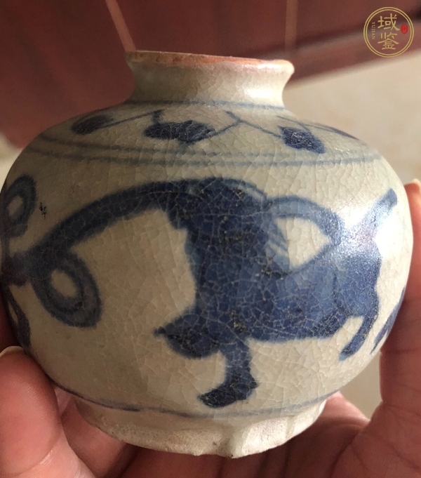 古玩陶瓷青花獅紋水盂真品鑒賞圖