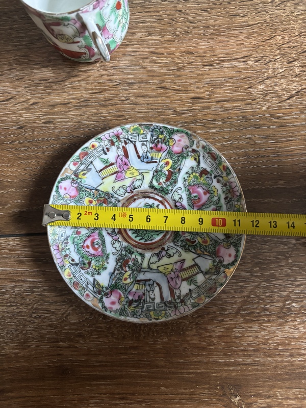 古玩陶瓷廣彩人物紋杯碟拍賣,當前價格199元