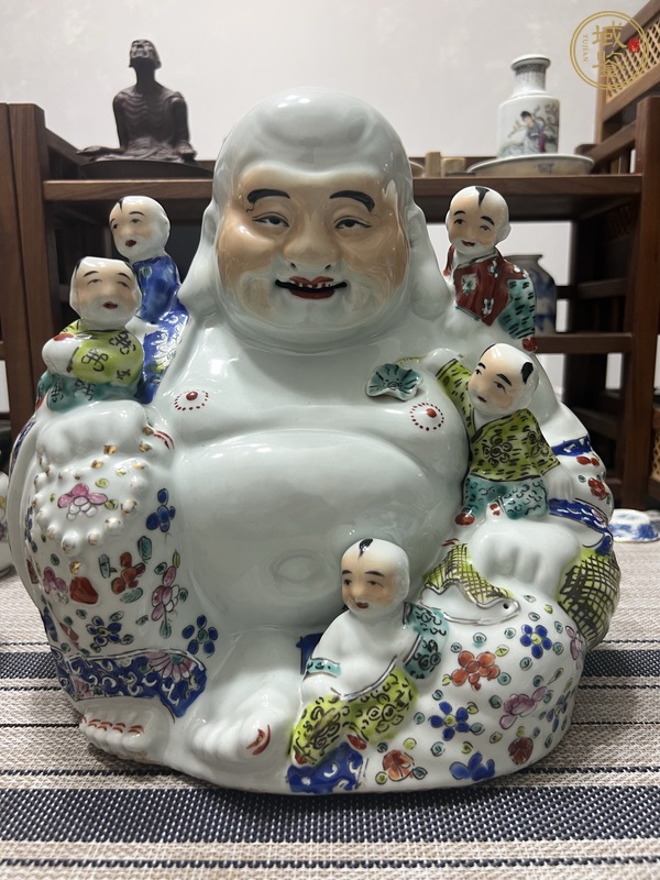 古玩陶瓷朱茂盛款粉彩五子登科佛真品鑒賞圖