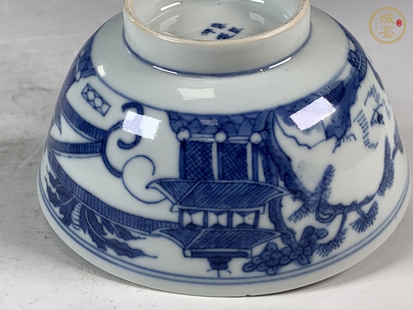 古玩陶瓷青花山水人物紋茶碗真品鑒賞圖