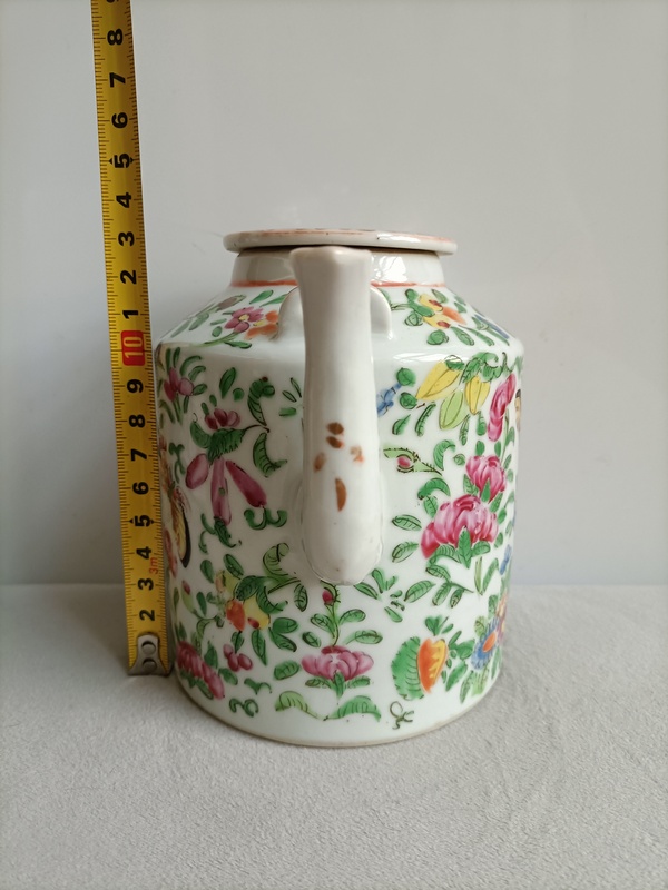 古玩陶瓷廣彩花鳥紋提梁壺拍賣，當前價格999元