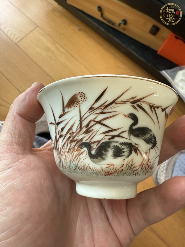 古玩陶瓷蘆雁紋茶盞真品鑒賞圖