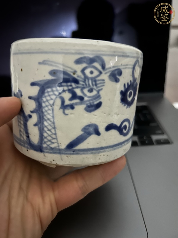 古玩陶瓷清晚·青花雙龍戲珠紋筒式爐真品鑒賞圖