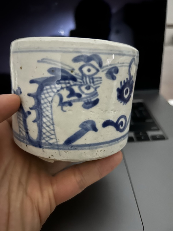 古玩陶瓷晚清青花龍紋香爐拍賣,當前價格380元