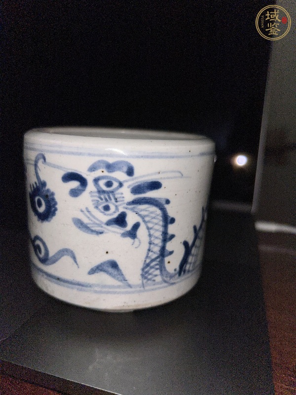 古玩陶瓷清晚·青花雙龍戲珠紋筒式爐真品鑒賞圖