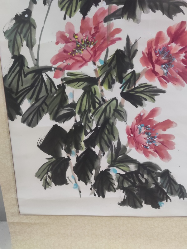 古玩字畫手工原裝原裱牡丹圖拍賣,當前價格268元
