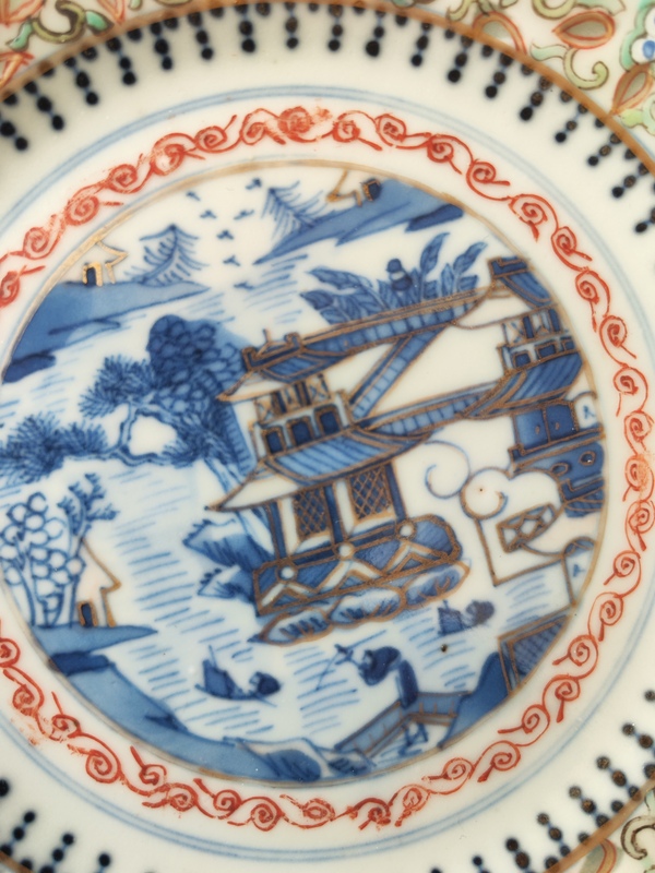 古玩陶瓷清光緒 青花加彩玲瓏盤拍賣,當前價格1800元