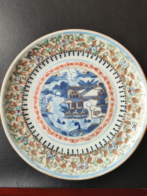 古玩陶瓷清光緒 青花加彩玲瓏盤拍賣,當前價格1800元