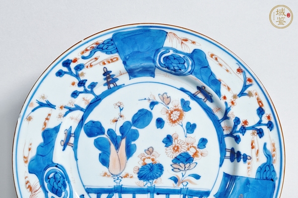 古玩陶瓷清康熙·青花礬紅描金來福紋賞盤真品鑒賞圖