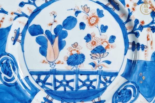 古玩陶瓷清康熙·青花礬紅描金來福紋賞盤真品鑒賞圖
