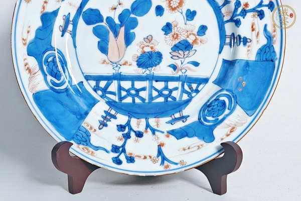古玩陶瓷清康熙·青花礬紅描金來福紋賞盤真品鑒賞圖