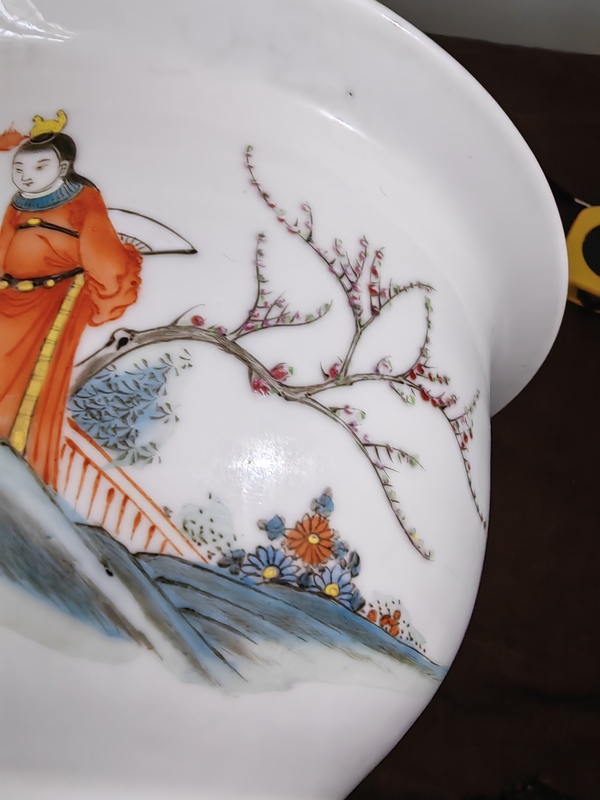 古玩陶瓷民國 彩繪紅樓夢題材人物花盆拍賣，當前價格1280元