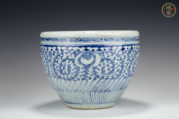古玩清中·青花纏枝花卉紋卷缸真品鑒賞圖