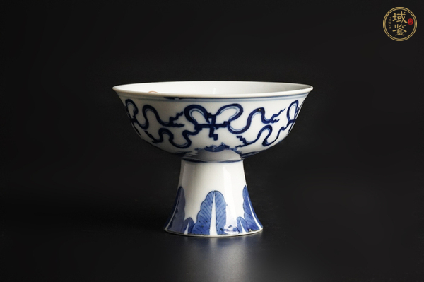 古玩陶瓷晚清·青花江山萬代紋高足碗真品鑒賞圖