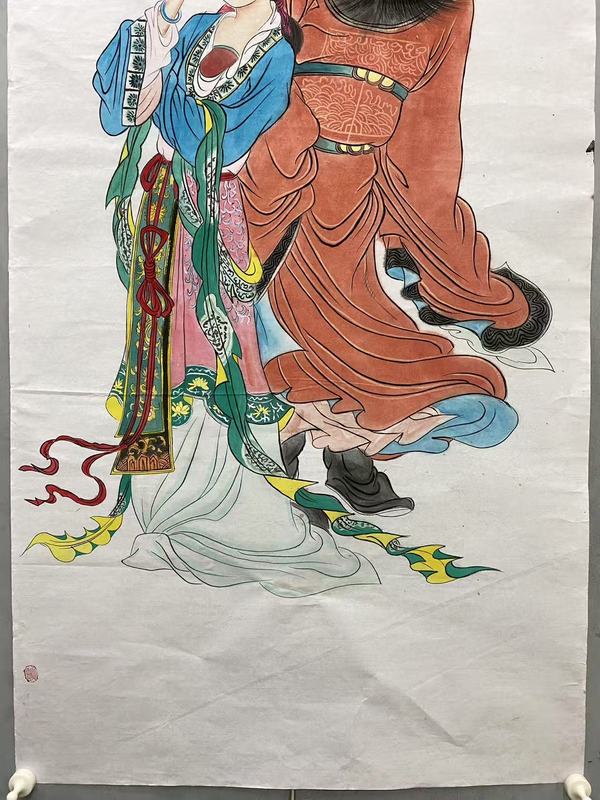 古玩字畫帶合影真跡純手繪名家作品鐘馗神威圖字畫收藏國畫四尺豎幅人物畫結緣收藏拍賣，當前價格1199元