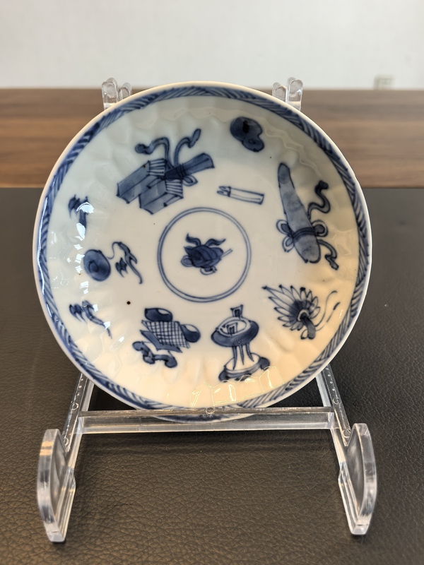 古玩陶瓷康熙青花博古圖盤(pán)拍賣(mài)，當(dāng)前價(jià)格880元