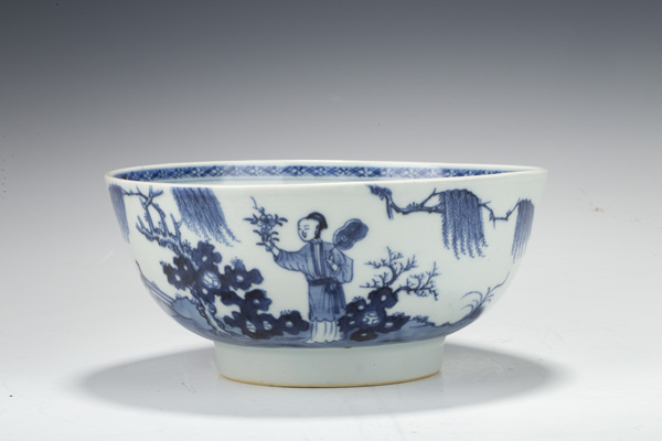 古玩轉(zhuǎn)賣清乾隆·青花山水仕女教子圖大碗拍賣，當前價格3900元