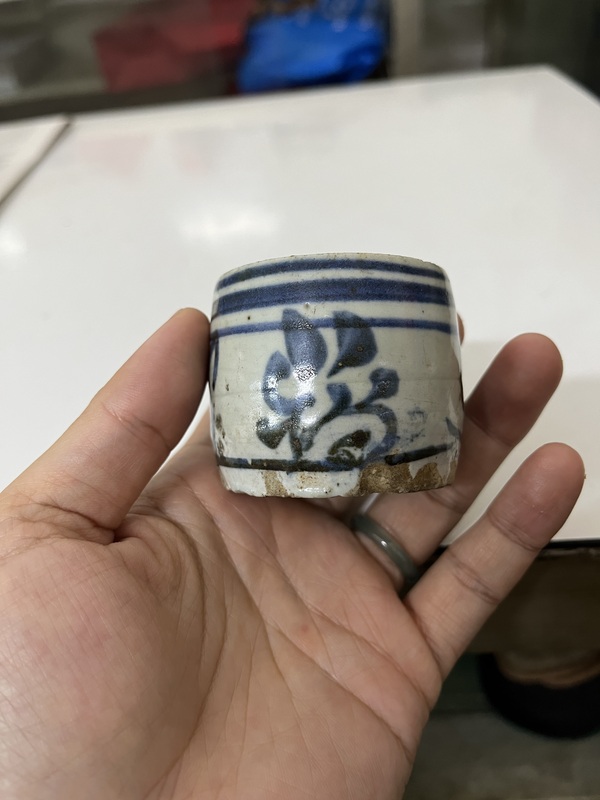古玩陶瓷清早期吉語紋青花香插拍賣，當前價格188元