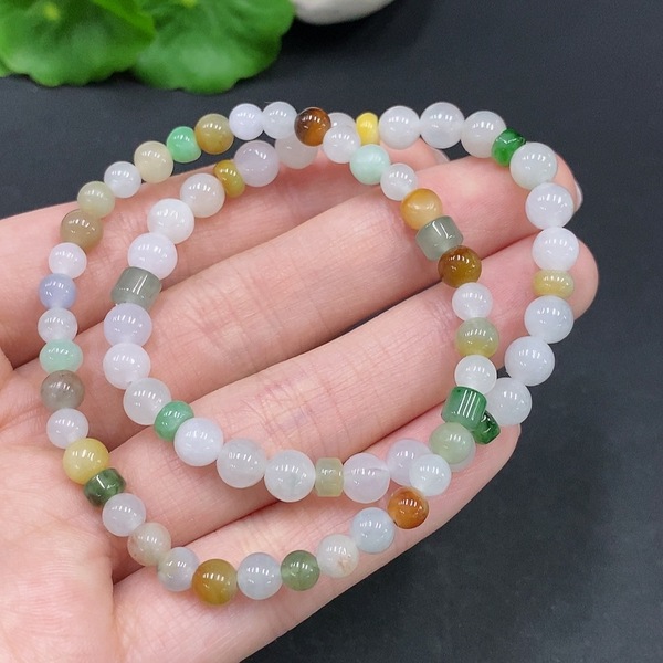 古玩玉器257天然翡翠珠串 兩條一手走拍賣,當前價格390元