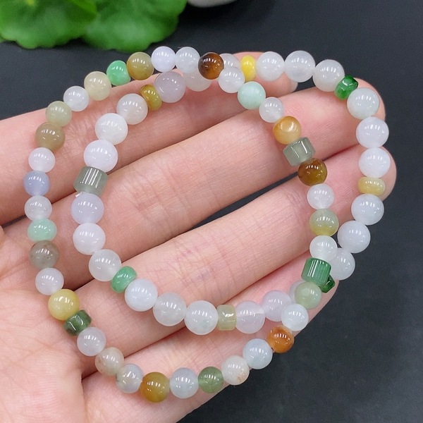古玩玉器257天然翡翠珠串 兩條一手走拍賣,當前價格390元