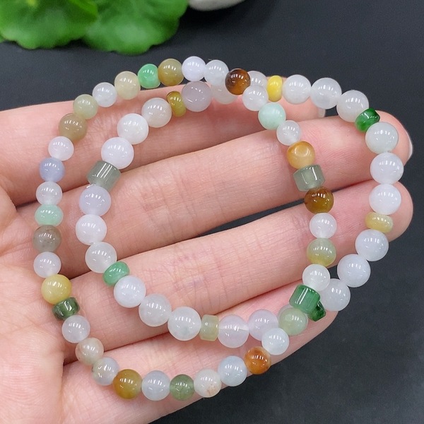 古玩玉器257天然翡翠珠串 兩條一手走拍賣,當前價格390元
