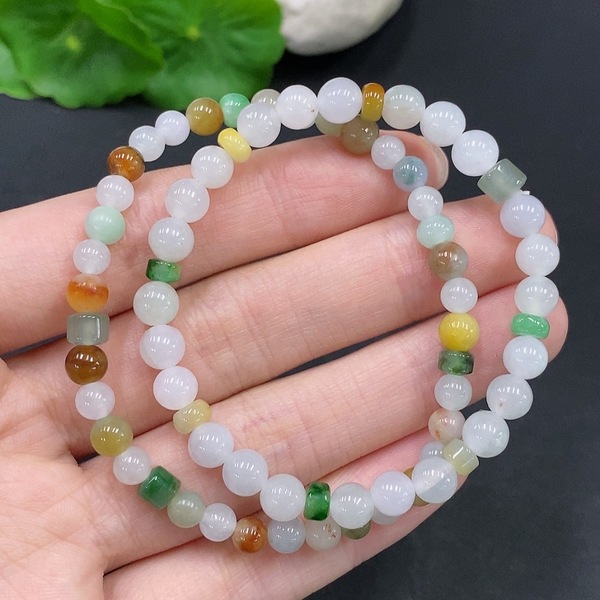 古玩玉器257天然翡翠珠串 兩條一手走拍賣,當前價格390元