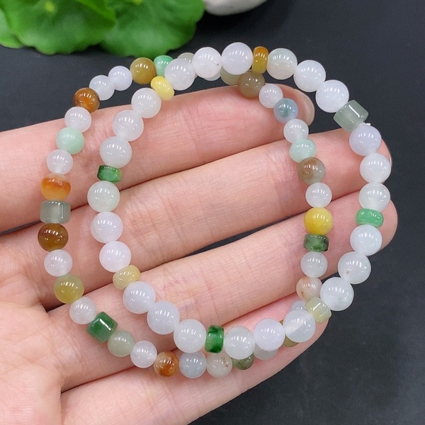 古玩玉器257天然翡翠珠串 兩條一手走拍賣,當前價格390元