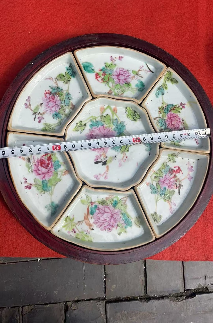 域鉴古玩】粉彩花鸟九子攒盘鉴定结果_粉彩花鸟九子攒盘真假鉴别