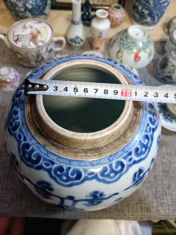 古玩陶瓷雍正青花花間壽紋罐拍賣，當前價格3888元