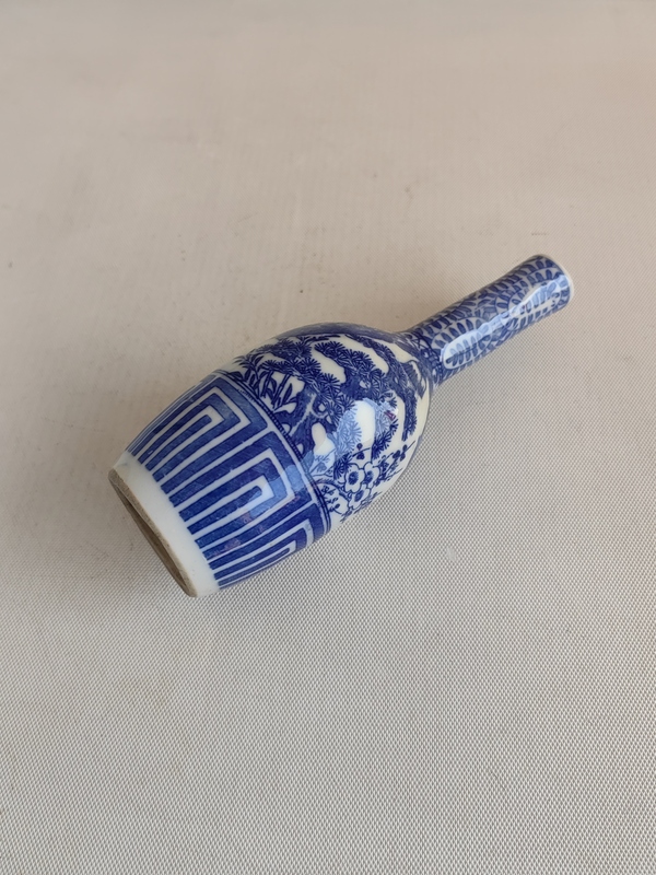 古玩陶瓷歲寒三友松竹梅青花長頸瓶拍賣,當前價格398元