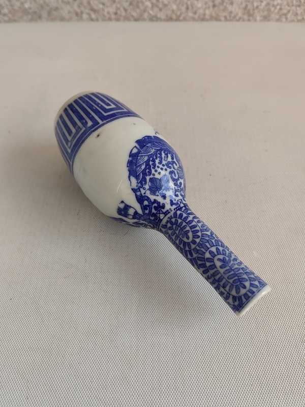 古玩陶瓷歲寒三友松竹梅青花長頸瓶拍賣,當前價格398元