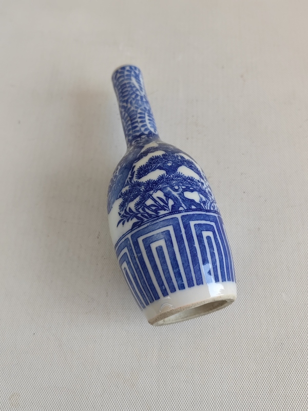 古玩陶瓷歲寒三友松竹梅青花長頸瓶拍賣,當前價格398元