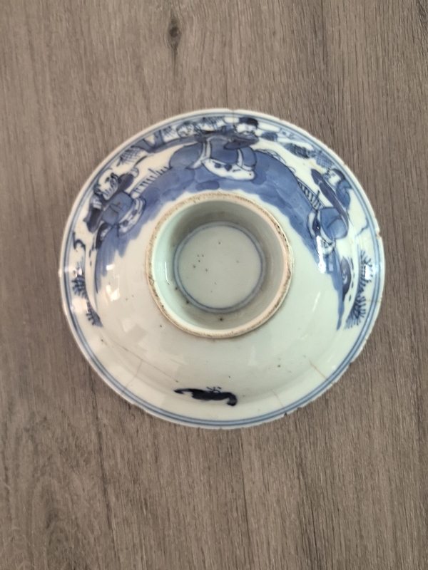 古玩陶瓷清晚期青花三星紋高足碗拍賣，當(dāng)前價格150元