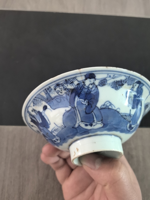 古玩陶瓷清晚期青花三星紋高足碗拍賣，當(dāng)前價格150元