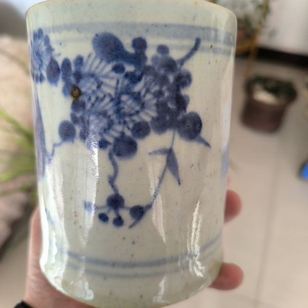 古玩陶瓷青花花鳥紋筆筒拍賣,當前價格600元