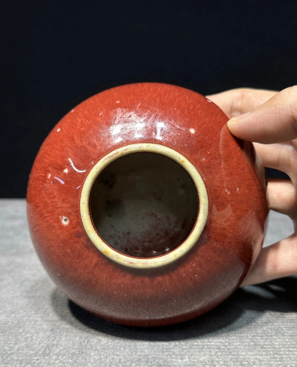 古玩陶瓷紅釉水盂拍賣,當前價格12000元