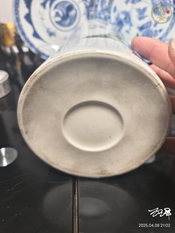 古玩陶瓷民國貼畫帽筒真品鑒賞圖