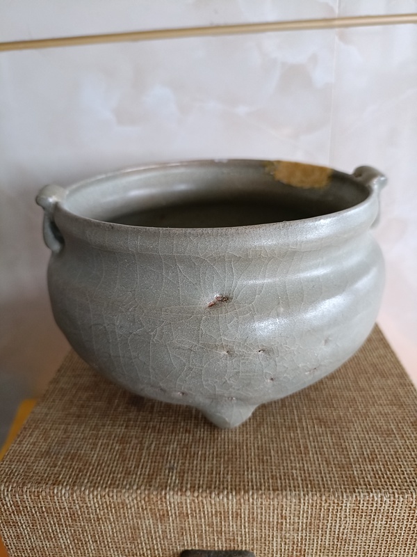 古玩陶瓷宋代五大名窯之一鈞窯天青釉香爐拍賣,當前價格19800元