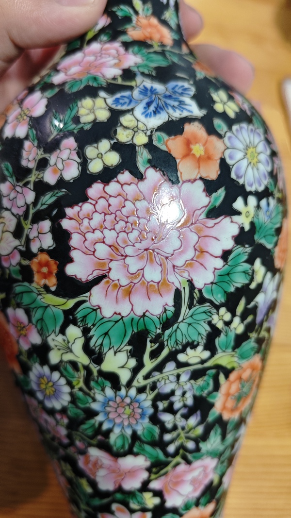 古玩陶瓷解放初 粉彩百花不落地瓶拍賣，當前價格0元
