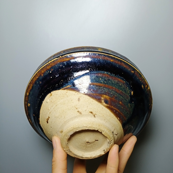 古玩陶瓷元代·磁州窯黑釉鐵銹斑碗拍賣，當前價格5888元